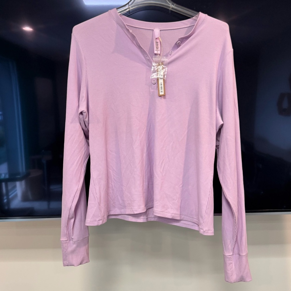 SKIMS Lavender Long Sleeve Henley Top 2X